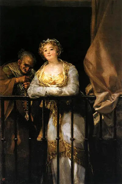 Maja y Celestina en el balcón Francisco de Goya